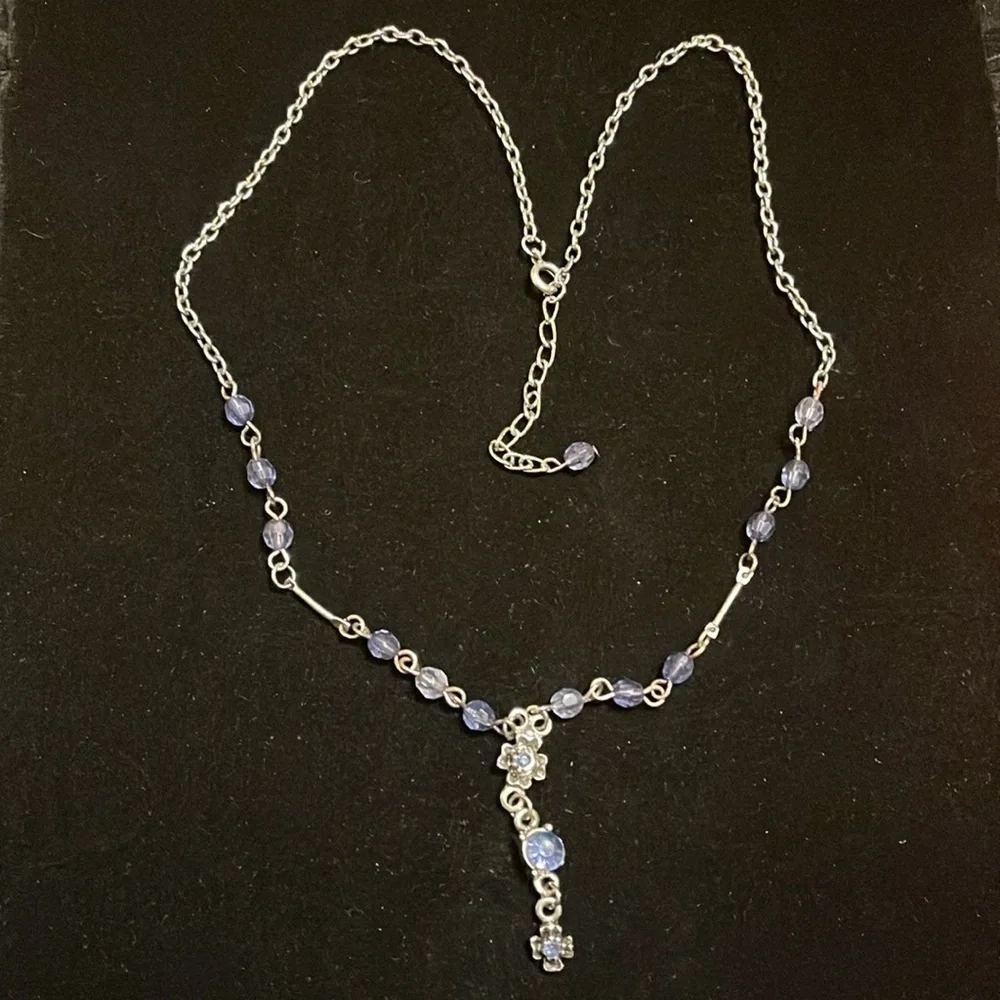 Blue and Silver Beaded Necklace